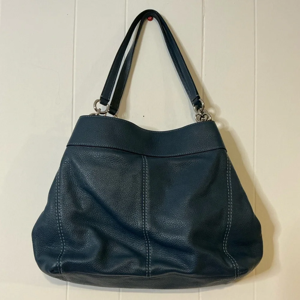 Coach Lexy F28997 Tote‎ Bag Leather Navy Blue